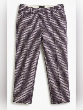 J.Crew Indigo & Cream Textured Basketweave Tweed Tailored Ankle Cropped Pants 00